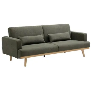 VENTE-UNIQUE Canapé 3 places convertible clic-clac en tissu vert ESME pas cher