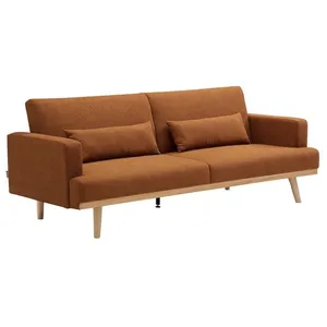 VENTE-UNIQUE Canapé 3 places convertible clic-clac en tissu terracotta ESME pas cher