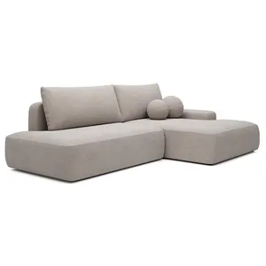 VENTE-UNIQUE Canapé dangle droit ouvert convertible en tissu texturé taupe DAVISO pas cher
