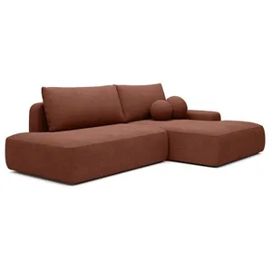 VENTE-UNIQUE Canapé dangle droit ouvert convertible en tissu texturé terracotta DAVISO pas cher
