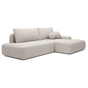 VENTE-UNIQUE Canapé dangle droit ouvert convertible en tissu texturé beige DAVISO pas cher