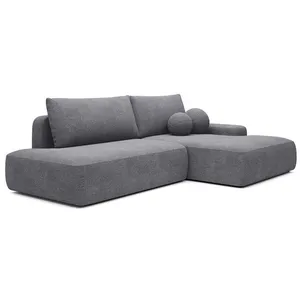 VENTE-UNIQUE Canapé dangle droit ouvert convertible en tissu texturé gris anthracite DAVISO pas cher
