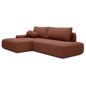 VENTE-UNIQUE Canapé dangle gauche ouvert convertible en tissu texturé terracotta DAVISO pas cher