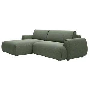 VENTE-UNIQUE Canapé dangle gauche convertible en tissu chenille vert sapin MONELIA pas cher