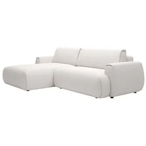VENTE-UNIQUE Canapé dangle gauche convertible en tissu chenille blanc ivoire MONELIA pas cher