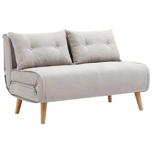 VENTE-UNIQUE Canapé 2 places convertible en tissu beige VALERIO pas cher