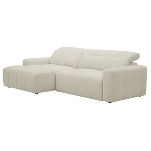 VENTE-UNIQUE Canapé dangle gauche avec assise coulissante électrique en tissu chenille beige CLEMIGA pas cher