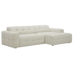 VENTE-UNIQUE Canapé dangle droit avec assise coulissante électrique en tissu chenille beige VIKONO pas cher