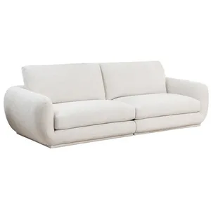 VENTE-UNIQUE Canapé 4 places en tissu blanc cassé SIDORIO de Maison Céphy pas cher
