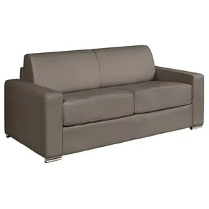 VENTE-UNIQUE Canapé 4 places convertible express en cuir de buffle taupe - Couchage 160 cm - Matelas 22 cm avec mémoire de forme CALITO pas cher