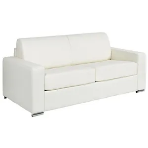 VENTE-UNIQUE Canapé 4 places convertible express en cuir de buffle blanc - Couchage 160 cm - Matelas 18 cm CALITO pas cher