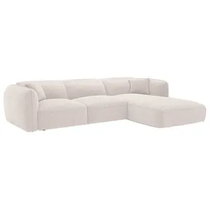 VENTE-UNIQUE Canapé dangle droit convertible en tissu chenille beige CAMILIO de Maison Céphy pas cher