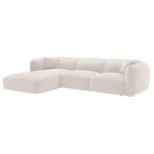 VENTE-UNIQUE Canapé dangle gauche convertible en tissu chenille beige CAMILIO de Maison Céphy pas cher