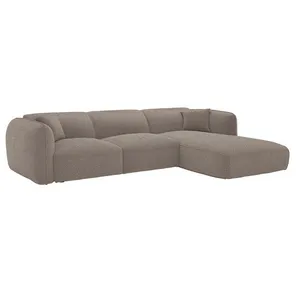 VENTE-UNIQUE Canapé dangle droit convertible en tissu chenille taupe CAMILIO de Maison Céphy pas cher