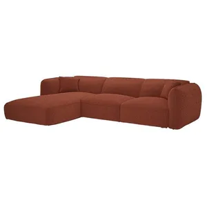 VENTE-UNIQUE Canapé dangle gauche convertible en tissu chenille terracotta CAMILIO de Maison Céphy pas cher