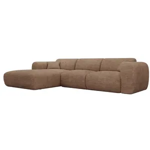 VENTE-UNIQUE Grand canapé dangle gauche convertible express en velours côtelé taupe - Matelas 13 cm mémoire de forme POGNI pas cher