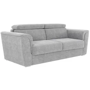 VENTE-UNIQUE Canapé 4 places convertible express en tissu texturé gris clair - Couchage à lattes larges 160 cm - Matelas 18 cm - RIZORA pas cher