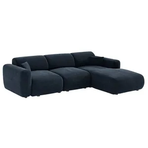 VENTE-UNIQUE Grand canapé dangle droit en tissu bleu POGNI de Maison Céphy pas cher