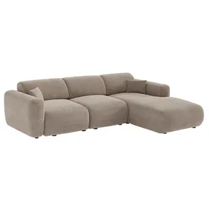 VENTE-UNIQUE Grand canapé dangle droit en tissu taupe POGNI de Maison Céphy pas cher