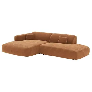 VENTE-UNIQUE Canapé dangle gauche ouvert en velours côtelé fines côtes terracotta POGNI de Maison Céphy pas cher