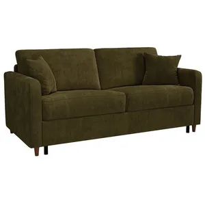 VENTE-UNIQUE Canapé 3 places convertible express en tissu vert kaki - couchage 140 cm - matelas 18 cm - MASITIA pas cher
