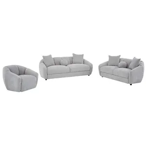 VENTE-UNIQUE Canapé 3 places 2 places et un fauteuil en tissu texturé gris clair NAFEKI pas cher