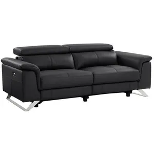 VENTE-UNIQUE Canapé 3 places relax électrique en cuir de vachette noir BREYT II pas cher
