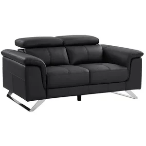 VENTE-UNIQUE Canapé 2 places en cuir de vachette noir BREYT II pas cher