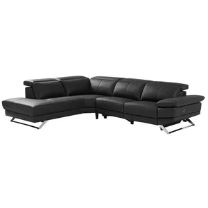 VENTE-UNIQUE Canapé d'angle gauche relax électrique en cuir de vachette noir PUNO II pas cher