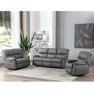 VENTE-UNIQUE Canapé 3 places relax en simili gris CANBY pas cher