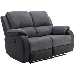 VENTE-UNIQUE Canapé 2 places relax en microfibre et simili gris et noir BRODY pas cher
