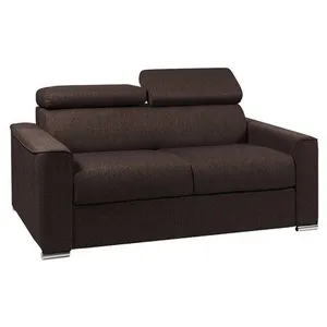 VENTE-UNIQUE Canapé 2 places convertible express en tissu VIZIR - Marron - Couchage 120 cm - Matelas 22 cm avec mémoire de forme DUNLOPILLO pas cher
