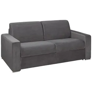 VENTE-UNIQUE Canapé 3 places convertible express en velours CALITO - Anthracite - Couchage 140 cm - Matelas 22 cm avec mémoire de forme pas cher