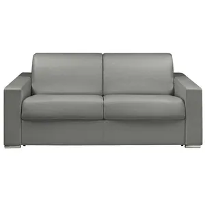 VENTE-UNIQUE Canapé 3 places convertible express en simili CALITO - Gris - Couchage 140 cm - Matelas 22 cm avec mémoire de forme DUNLOPILLO pas cher
