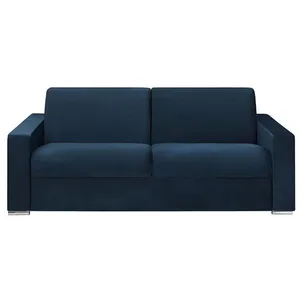 VENTE-UNIQUE Canapé 4 places convertible express en velours CALITO - Bleu nuit - Couchage 160 cm - Matelas 22 cm avec mémoire de forme pas cher