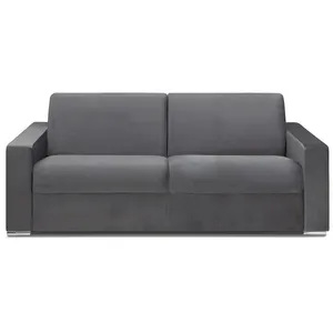VENTE-UNIQUE Canapé 4 places convertible express en velours CALITO -Anthracite - Couchage 160 cm - Matelas 22 cm avec mémoire de forme pas cher