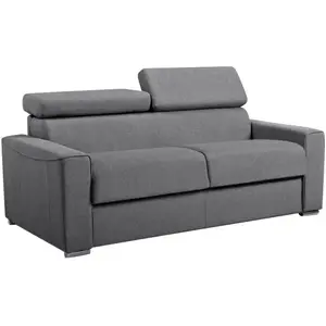 Comparateur de prix : VENTE-UNIQUE Canapé 3 places convertible express en tissu VIZIR - Gris - Couchage 140 cm - Matelas 22 cm avec mémoire de forme DUNLOPILLO