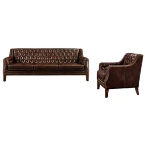VENTE-UNIQUE Canapé 3 places et un fauteuil en cuir COLBERT - Marron pas cher