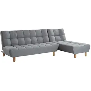 VENTE-UNIQUE Canapé modulable convertible en tissu gris ESTEBAN pas cher