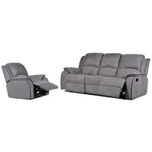 VENTE-UNIQUE Canapé 3+1 places relax en microfibre HERNANI - Gris pas cher