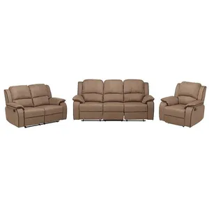 VENTE-UNIQUE Canapé relax en microfibre HERNANI - Taupe - 3+2+1 places pas cher