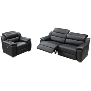 VENTE-UNIQUE Canapé 3 places et fauteuil relax électrique en cuir ARENA III - Noir pas cher