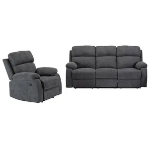 VENTE-UNIQUE Canapé 3 places et un fauteuil relax en tissu TOLZANO - Anthracite pas cher