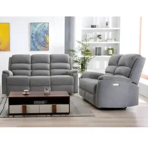 VENTE-UNIQUE Canapé 3+2 places relax électrique en tissu NEVERS - Anthracite