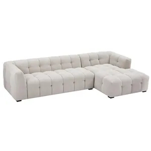 Canapé d'angle droit en tissu chiné beige DILOME de Pascal Morabito pas cher
