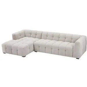 Vente-unique Canapé d'angle gauche en tissu chiné beige DILOME de Pascal Morabito pas cher