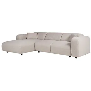 Canapé d'angle gauche en tissu chiné beige - VENTE-UNIQUE - POGNI - Contemporain - Design - Fixe pas cher