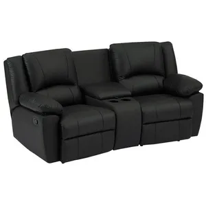 Canapé 2 places relax en cuir de vachette noir AROMA - VENTE-UNIQUE pas cher