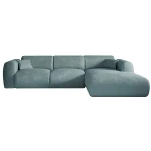 VENTE-UNIQUE Grand Canapé d'angle droit en tissu texturé bleu POGNI pas cher
