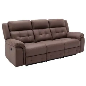 VENTE-UNIQUE Canapé 3 places relax électrique en microfibre aspect cuir vieilli marron ORTIANO pas cher